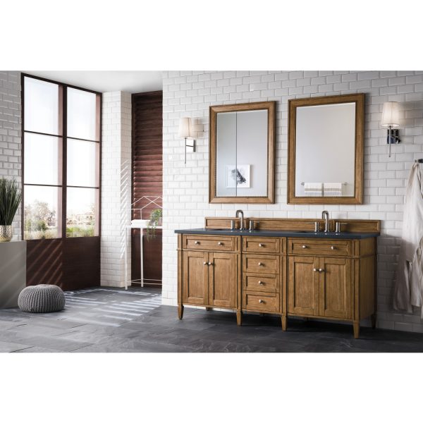 Brittany 72" Double Vanity in Saddle Brown with Charcoal Soapstone Quartz Top