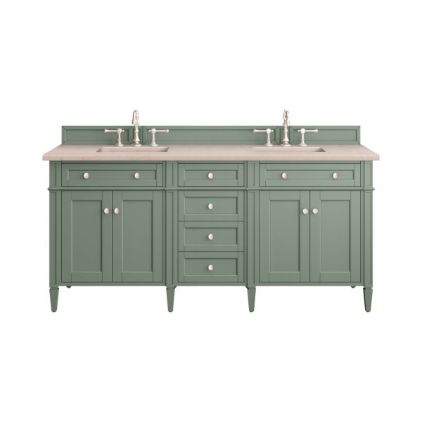 Brittany 72" Double Vanity in Smokey Celadon with Eternal Marfil Top