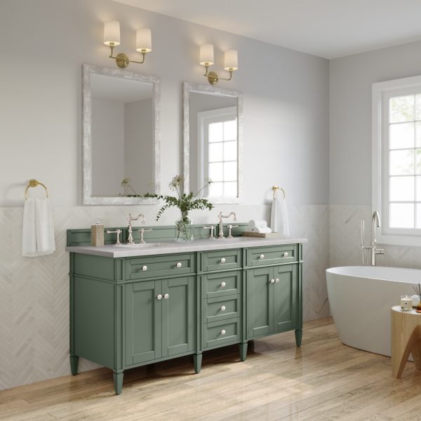 Brittany 72" Double Vanity in Smokey Celadon with Eternal Serena Top