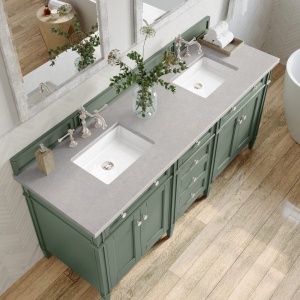 Brittany 72" Double Vanity in Smokey Celadon with Eternal Serena Top