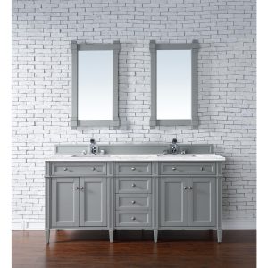 Brittany 72" Double Vanity in Urban Gray with Arctic Fall Solid Surface Top