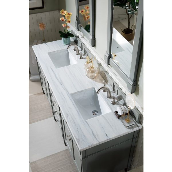 Brittany 72" Double Vanity in Urban Gray with Arctic Fall Solid Surface Top