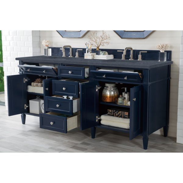 Brittany 72" Double Vanity in Victory Blue with Charcoal Soapstone Quartz Top