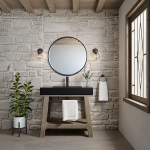 Auburn 36" Single Sink Console in Weathered Timber with Black Matte Mineral Composite Stone Top