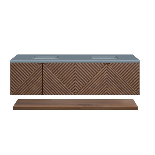 Marcello 72" Single Vanity in Chestnut with Cala Blue Top
