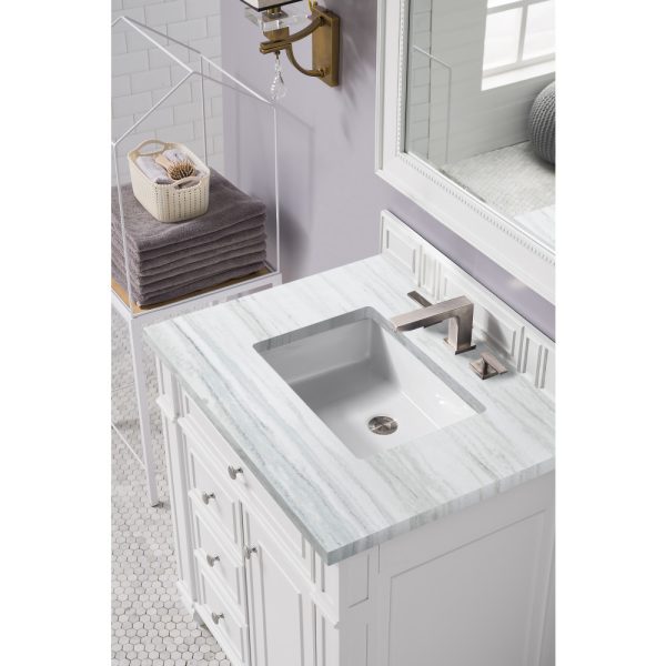 Bristol 30" Single Vanity, Bright White w/ 3 CM Arctic Fall Solid Surface Top