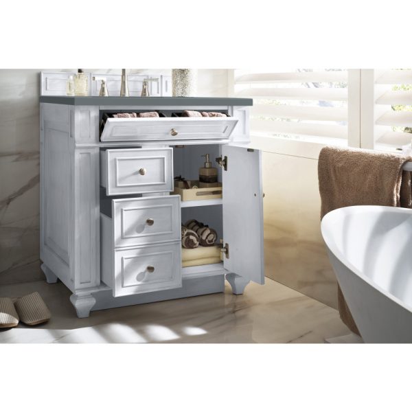 Bristol 30" Single Vanity, Bright White w/ 3 CM Cala Blue Quartz Top