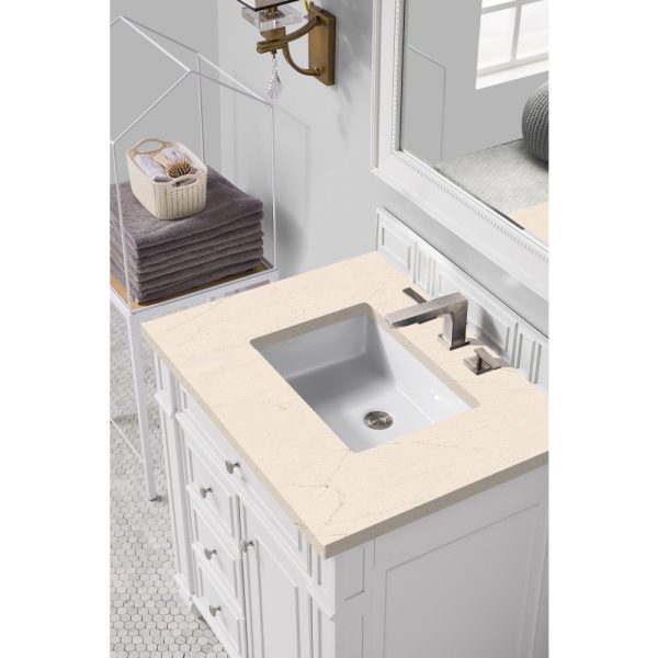 Bristol 30" Single Vanity, Bright White w/ 3 CM Eternal Marfil Quartz Top