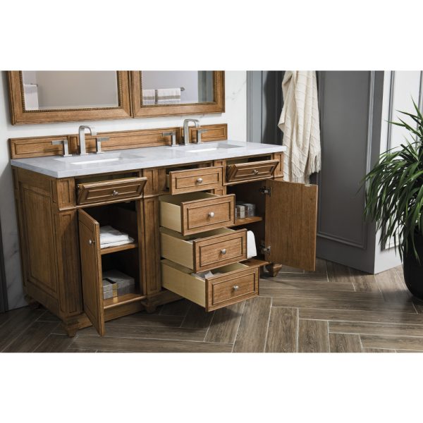 Bristol 60" Double Vanity in Saddle Brown with Arctic Fall Solid Surface Top