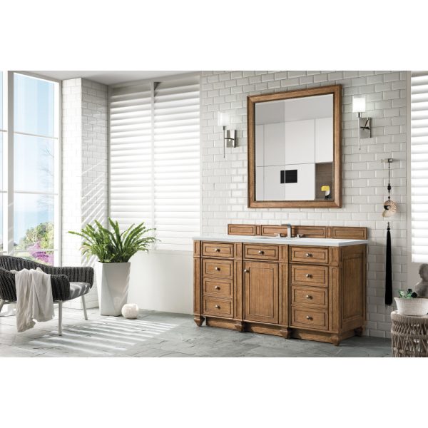 Bristol 60" Single Vanity in Saddle Brown with Ethereal Noctis Quartz Top