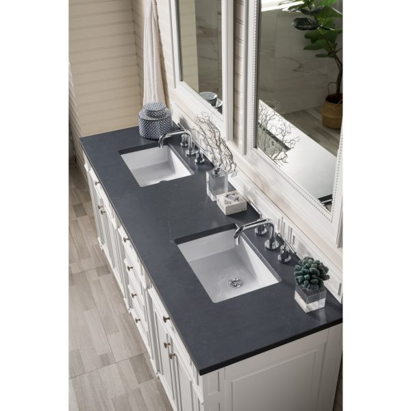 Bristol 72" Double Vanity in Bright White with Charcoal Soapstone Quartz Top