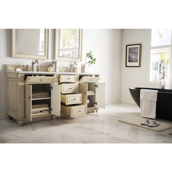Bristol 72" Double Vanity in Vintage Vanilla with Arctic Fall Solid Surface Top