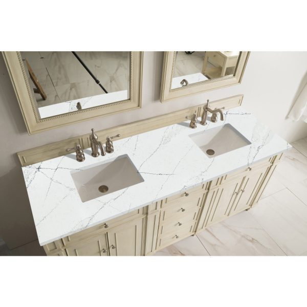 Bristol 72" Double Vanity in Vintage Vanilla with Ethereal Noctis Quartz Top