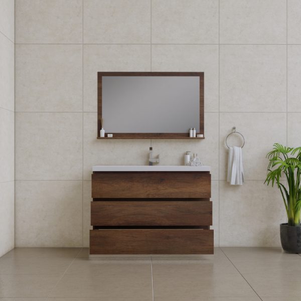 Paterno 42" Modern Bathroom Vanity with Right Side Drawers in Rosewood