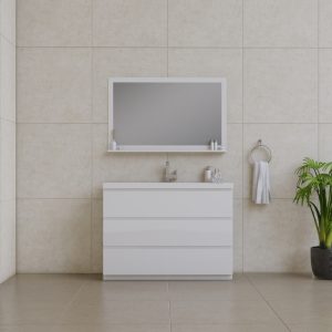 Paterno 42" Modern Bathroom Vanity with Right Side Drawers in White