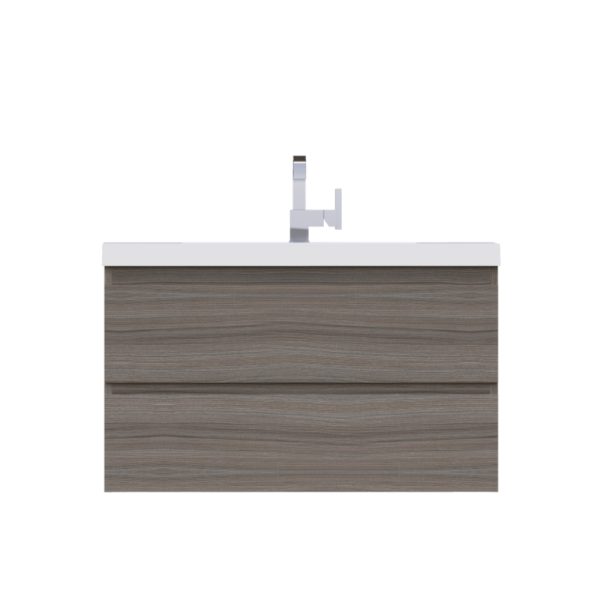 Paterno 42" Modern Bathroom Vanity with Right Side Drawers in Gray