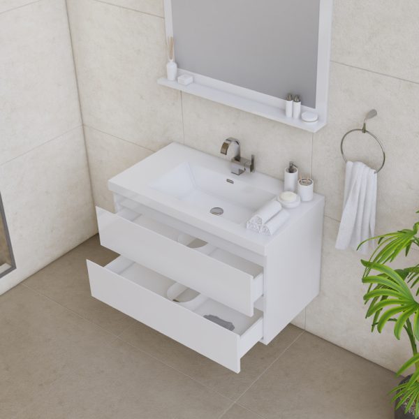 Paterno 42" Modern Bathroom Vanity with Right Side Drawers in White