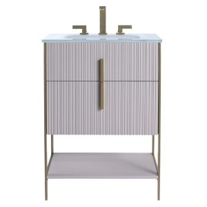 Serenity 24" Bathroom Vanity in Bright Taupe with Satin Brass Hardware