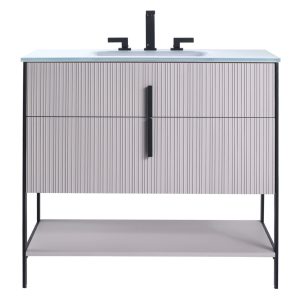 Serenity 36" Bathroom Vanity in Bright Taupe with Matte Black Hardware