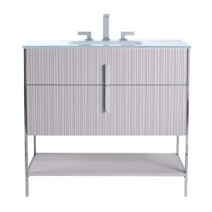 Serenity 36" Bathroom Vanity in Bright Taupe with Polished Chrome Hardware