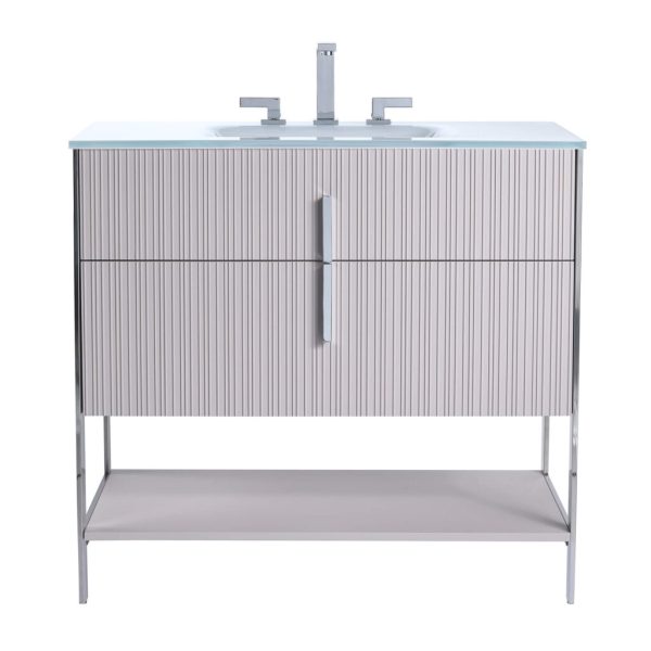 Serenity 36" Bathroom Vanity in Bright Taupe with Polished Chrome Hardware