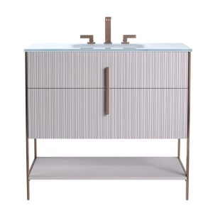 Serenity 36" Bathroom Vanity in Bright Taupe with Rose Gold Hardware