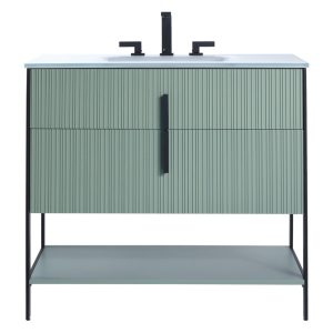 Serenity 36" Bathroom Vanity in Mint Green with Matte Black Hardware