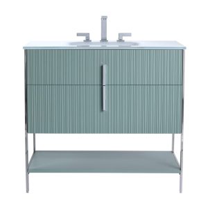 Serenity 36" Bathroom Vanity in Mint Green with Polished Chrome Hardware