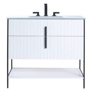 Serenity 36" Bathroom Vanity in Matte White with Matte Black Hardware