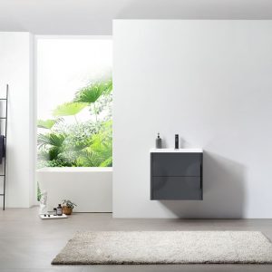 Advento 24" Dark Gray Wall Mount Bathroom Vanity