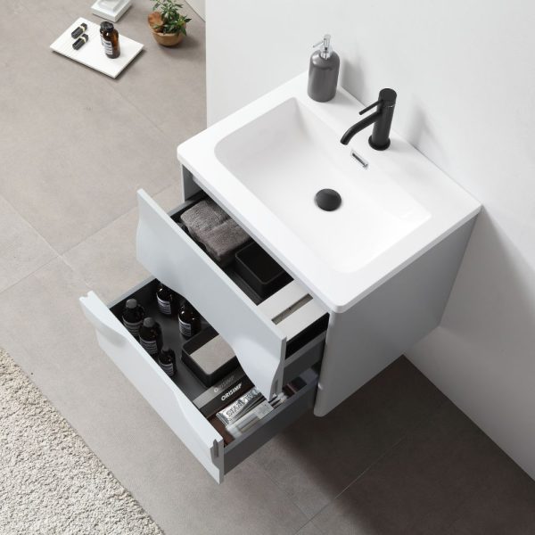 Advento 30 inch Light Gray Wall Mount Bathroom Vanity