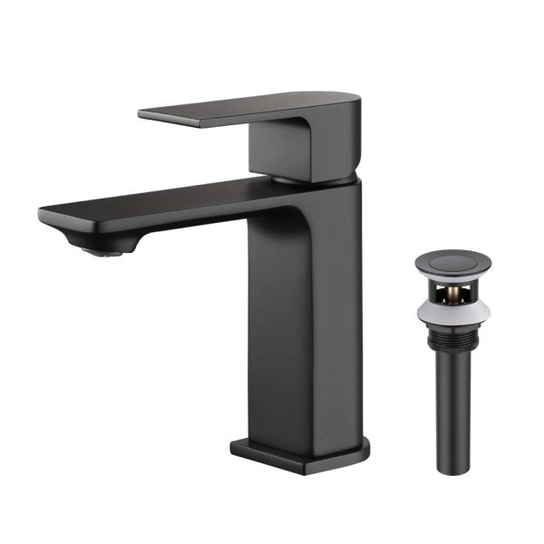 Aurora Single Handle Control Bathroom Vanity Sink Faucet Matte Black