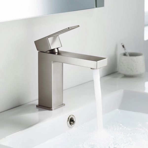 Aurora Single Handle Control Bathroom Vanity Sink Faucet Brushed Nickel