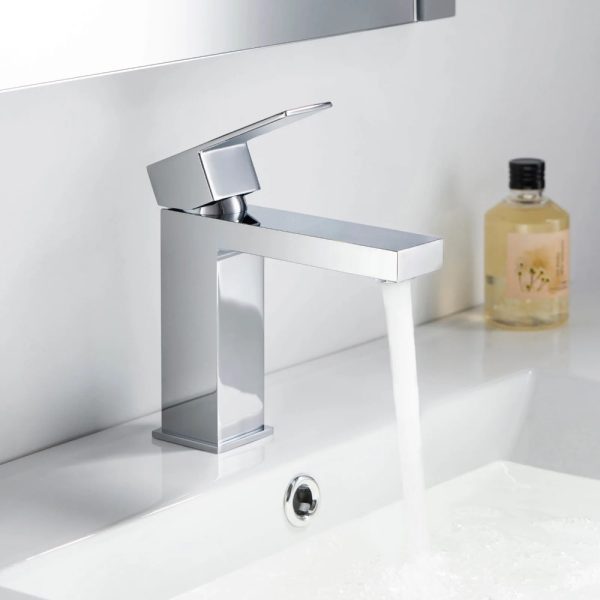 Aurora Single Handle Control Bathroom Vanity Sink Faucet Chrome