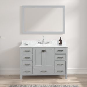 Geneva 48" Bathroom Vanity in Metal Gray with Carrara Marble Countertop