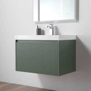 Positano 30" Wall Mount Bathroom Vanity in Green with Acrylic Top