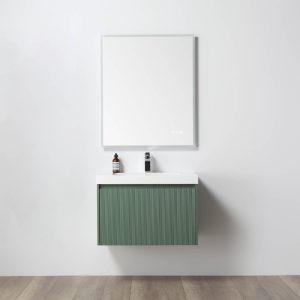 Positano 30" Wall Mount Bathroom Vanity in Green with Acrylic Top