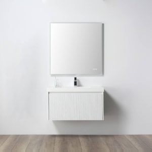 Positano 36″ Wall Mount Bathroom Vanity Matte White with Acrylic Top is crafted with elegance, making it the perfect vanity for any modern bathroom.