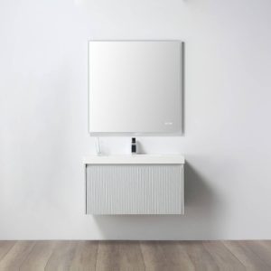 Positano 36″ Wall Mount Bathroom Vanity in Light Gray with Acrylic Top