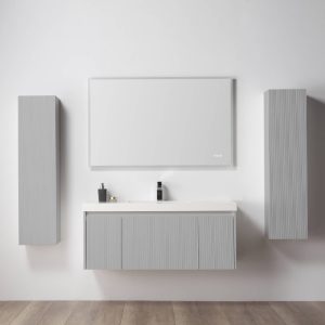 Positano 48″ Wall Mount Bathroom Vanity in Light Gray with Acrylic Top