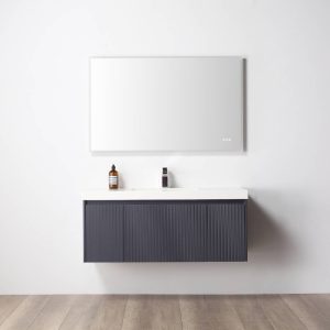 Positano 48″ Wall Mount Bathroom Vanity in Night Blue with Acrylic Top
