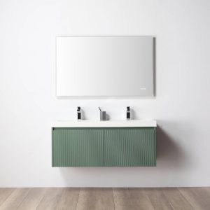 Positano 48" Double Sink Wall Mount Bathroom Vanity in Green with Acrylic Top