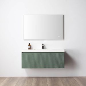 Positano 48″ Wall Mount Bathroom Vanity in Green With Acrylic Top