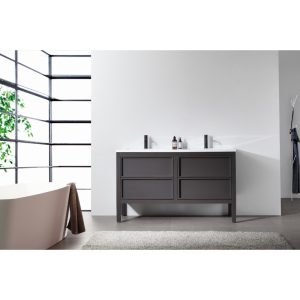 Cannecy 55” Bathroom Vanity in Charcoal Oak With Top