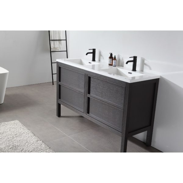 Cannecy 55” bath vanity in Charcoal Oak With Top