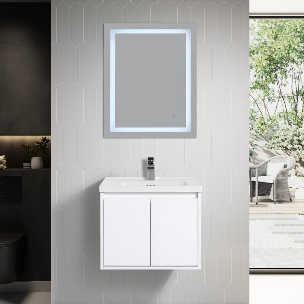 Bern 24" wall mount bathroom vanity in white