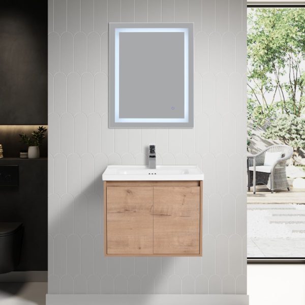 Bern 24″ Wall Mount Bathroom in Vanity Classic Oak with Sink