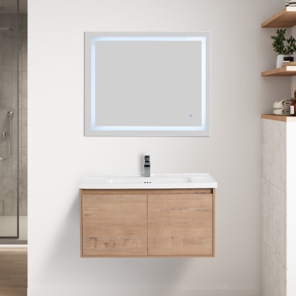 Bern 36″ Wall Mount Bathroom Vanity in Classic Oak with Sink