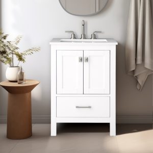 Vanea 24" Bathroom Vanity in White with White Quartz Top