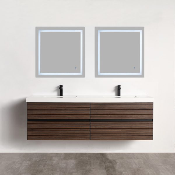 Annecy 72" vanity in dark walnut strip